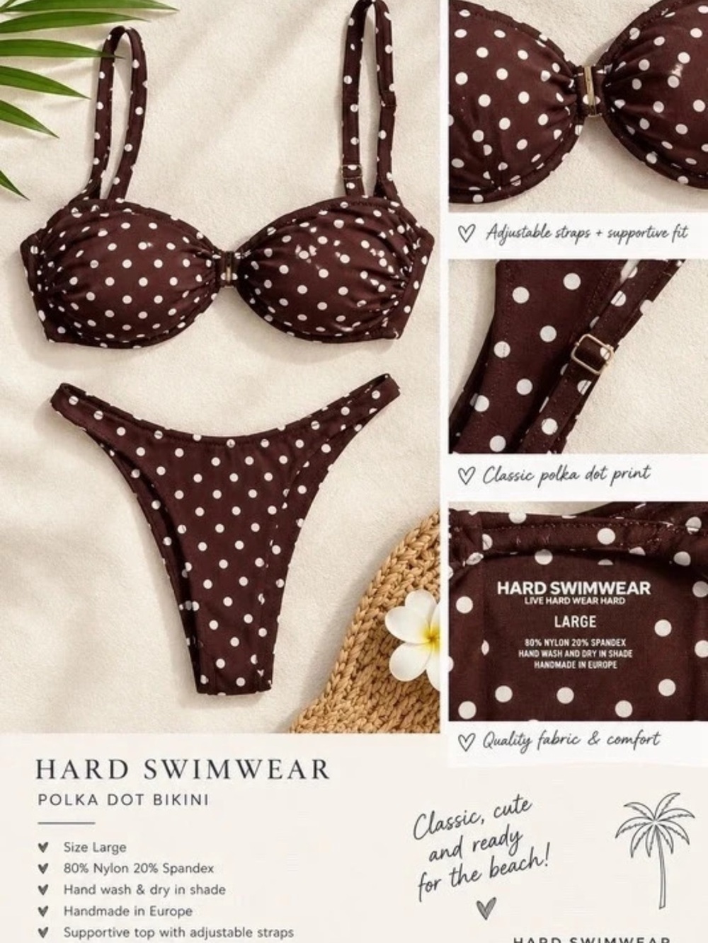 Hard Swimwear Women's Brown Polka Dot Bikini